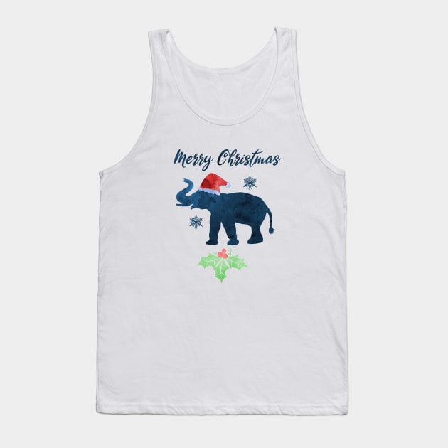 Christmas Elephant Art Tank Top by TheJollyMarten